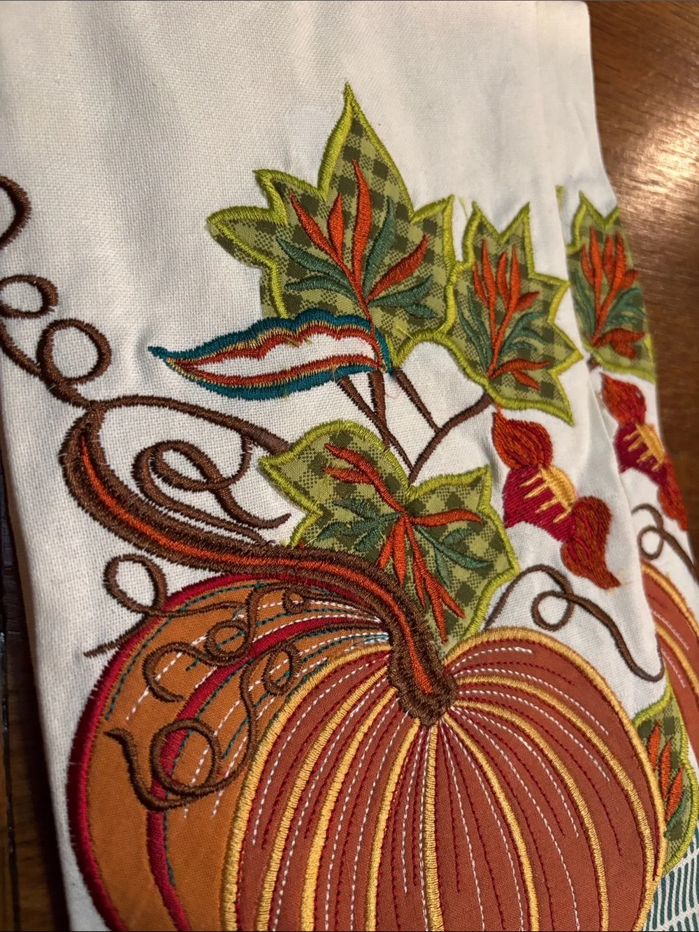 Pier 1 Fall Pumpkin & Tree Kitchen Towels & Table Runner, Orange, Green, Browns